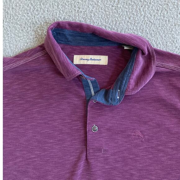 Tommy Bahama Polo Shirt Medium Short Sleeve Purple Heather Outdoor Golf Fishing - Picture 2 of 12